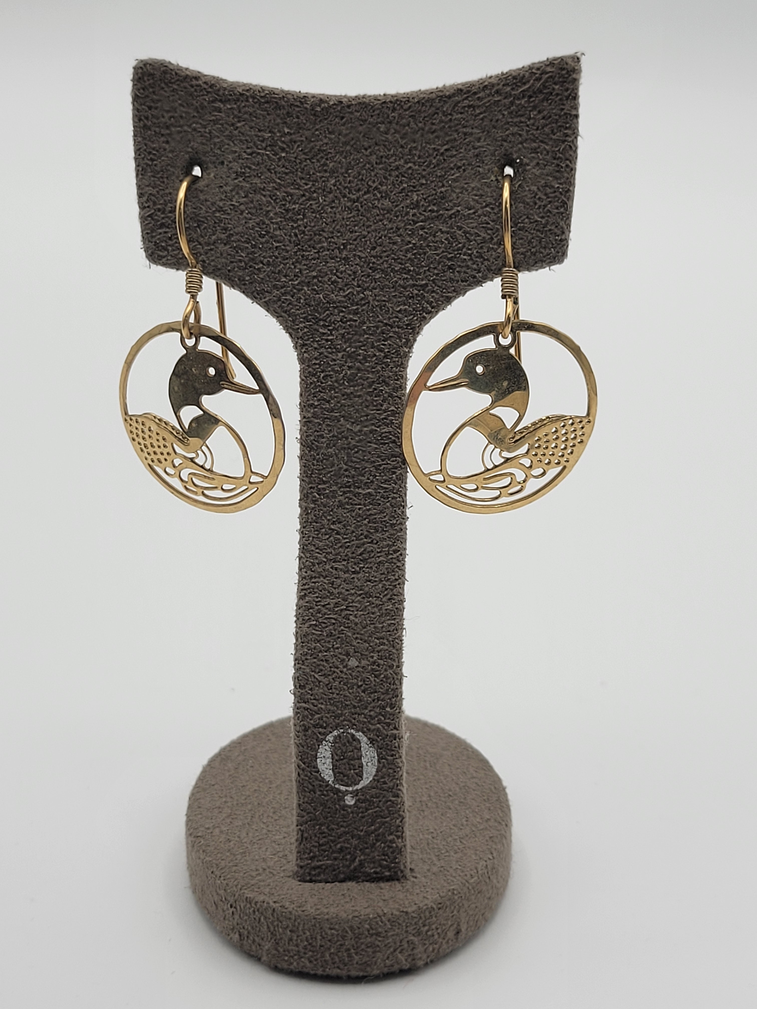 Gold Tone Duck Motif Wild Bryde Dangle See Through Earrings
